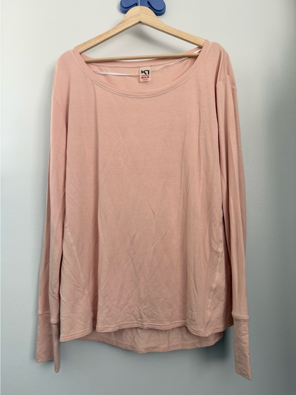 Kari Traa XL Light Blush Pink Long Sleeve Tee Relaxed Oversized Rayon Outdoor
